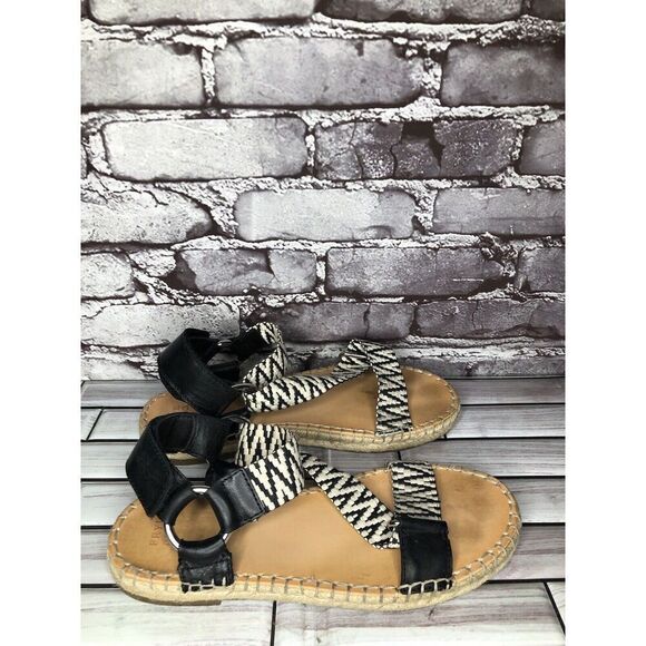 Frye & Co Kole White Black Asymmetrical Espadrilles Sandals Women Sz 8.5M US/39 - Picture 8 of 16